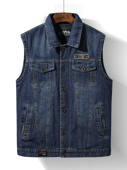 Big and Tall Mens Casual Denim Vest - VogeLuxe