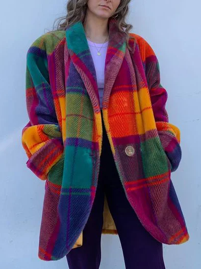 Warm Ladies Plaid Parka Coat - VogeLuxe