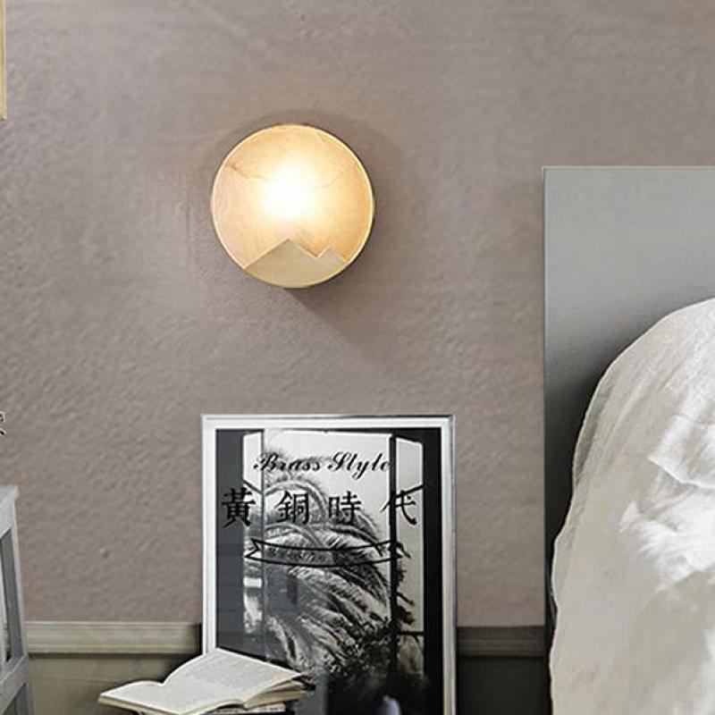 Modern Marble LED Wall Lamp With Gold Trim - VogeLuxe