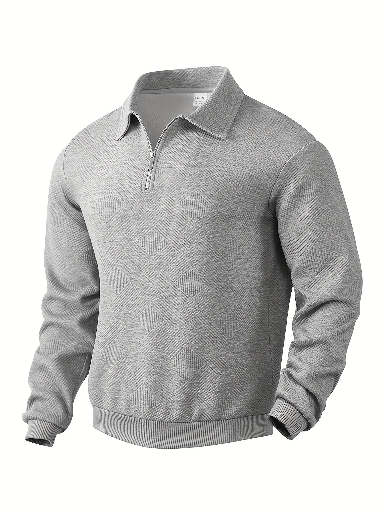 Warm Men's Quarter Zip Sweater with Geometric Design