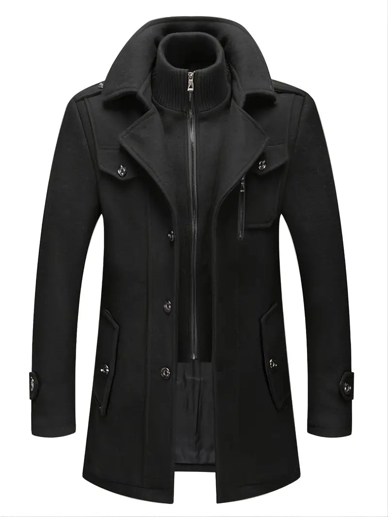 Classic Men's Navy Pea Coat Jacket - VogeLuxe