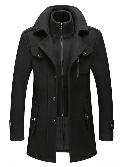 Classic Men's Navy Pea Coat Jacket - VogeLuxe