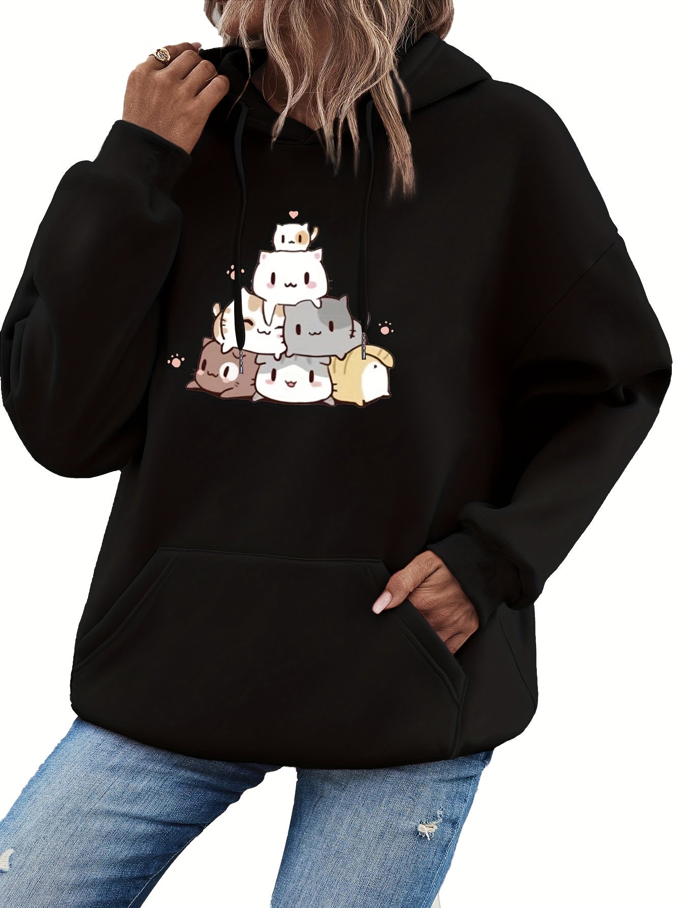 Cozy Women's Winter Cat Hoodie Sweatshirt