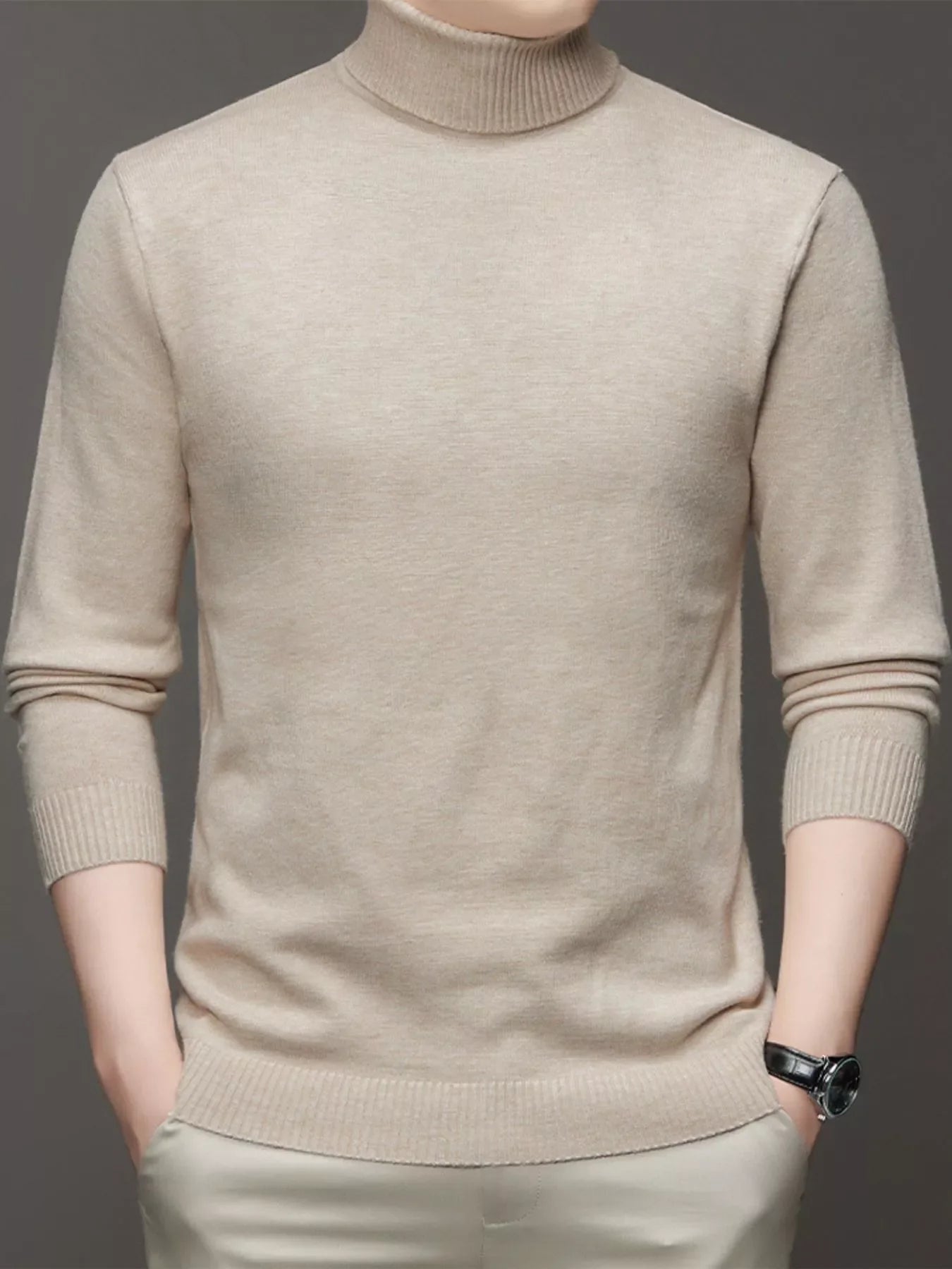 Men's Large Fit Crew Neck Knit Sweater
