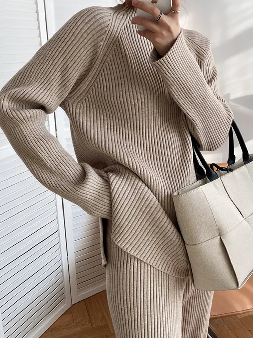 Soft Crew Neck Sweat Suit 2 Piece Outfit - VogeLuxe