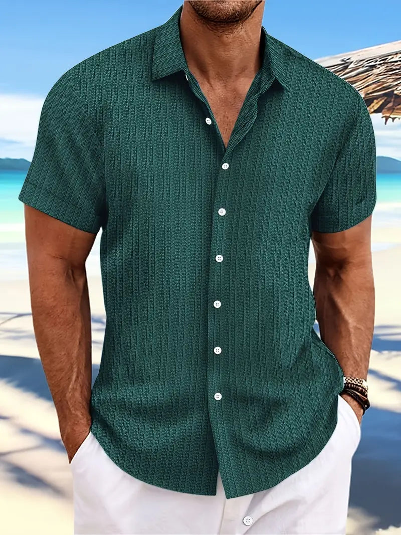 Relaxed Fit Striped Cotton Men's Shirt - VogeLuxe