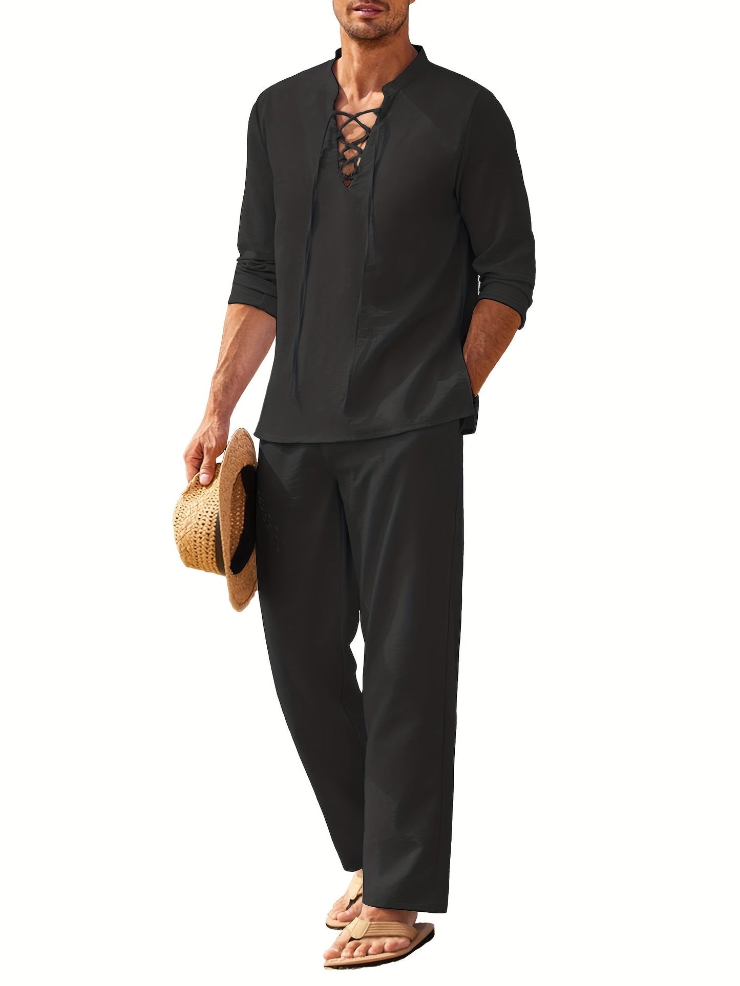 Casual Button Down Shirt and Comfortable Pants Suit