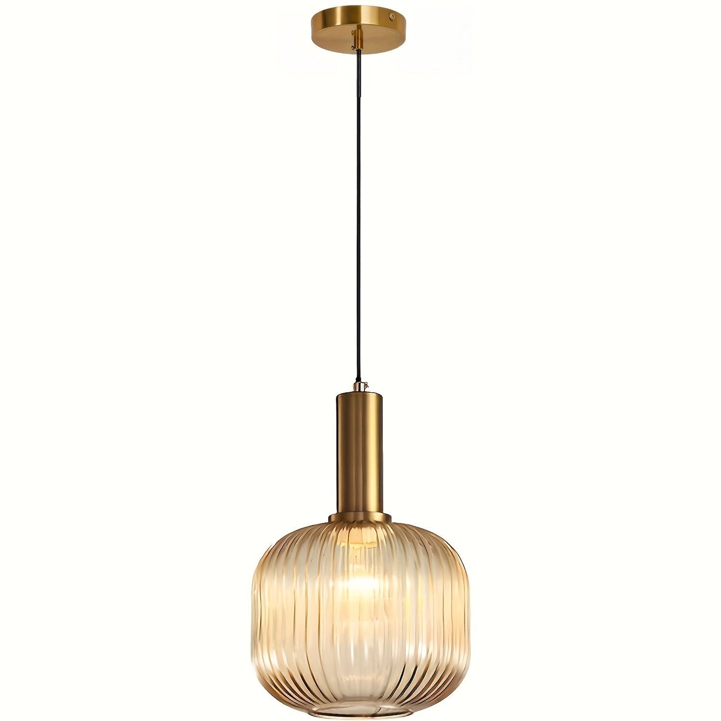 Rustic Glass Pendant Lighting | Brass Finish | Island Lamp