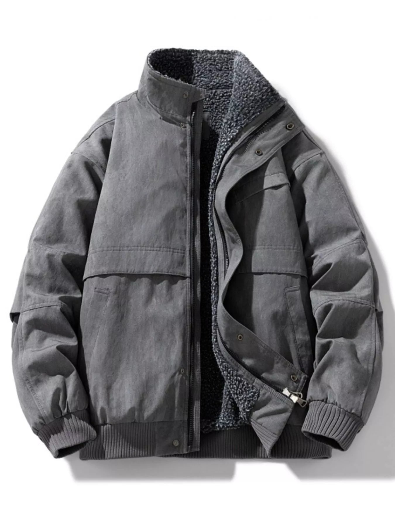 Men's Large Fleece Lined Bomber Coat