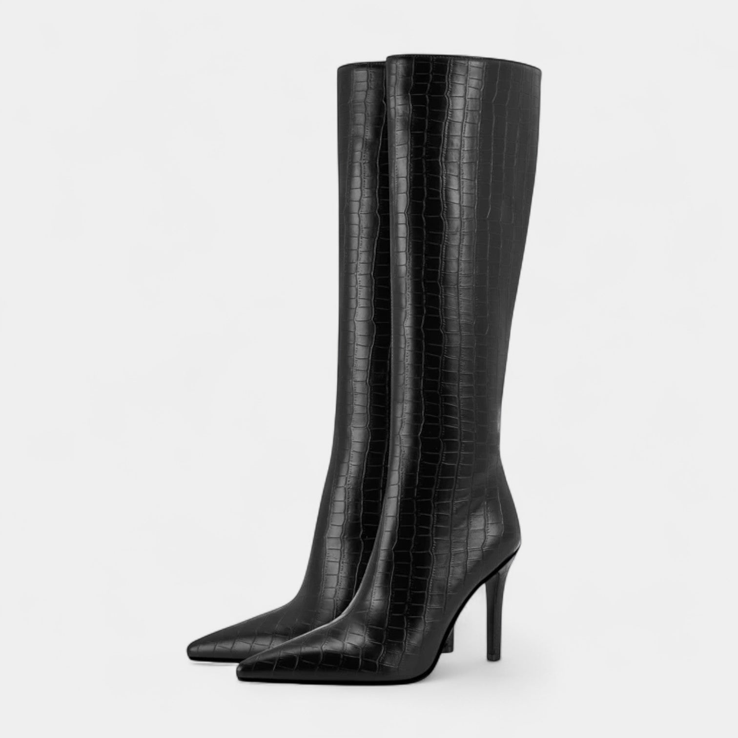 Ladies Fake Leather High Heel Boots - Pointy Toe - VogeLuxe