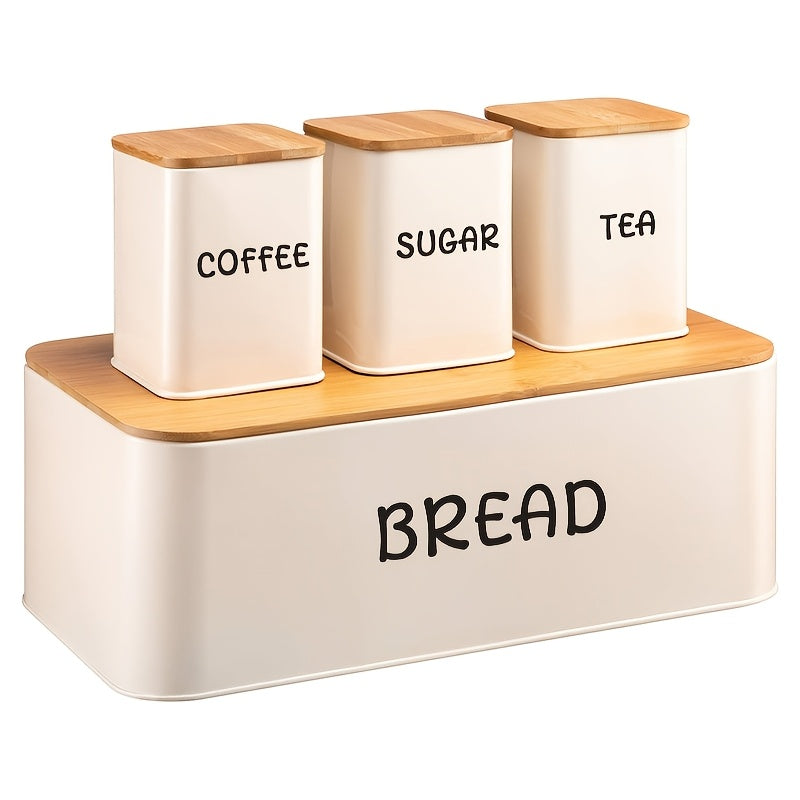 Natural Bamboo Kitchen Canister Set with Lids