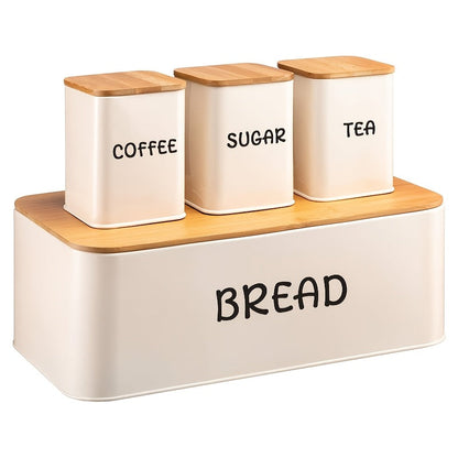 Natural Bamboo Kitchen Canister Set with Lids