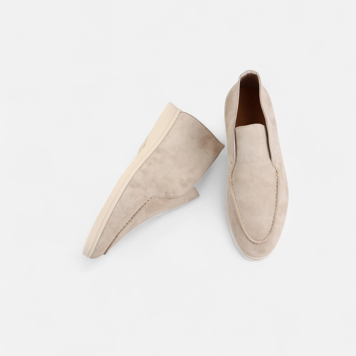 Luxury Suede Slip On Loafers in Tan Brown