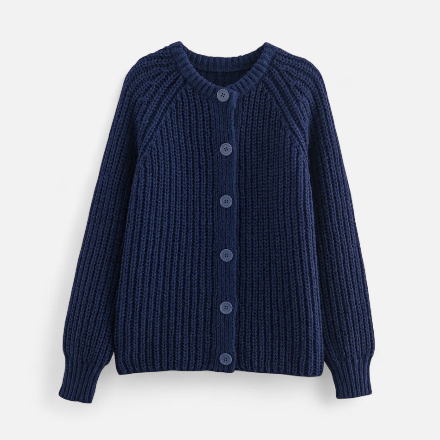 Cozy Womens Classic Crew Neck Knit Cardigan