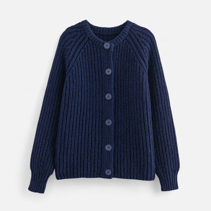 Cozy Womens Classic Crew Neck Knit Cardigan