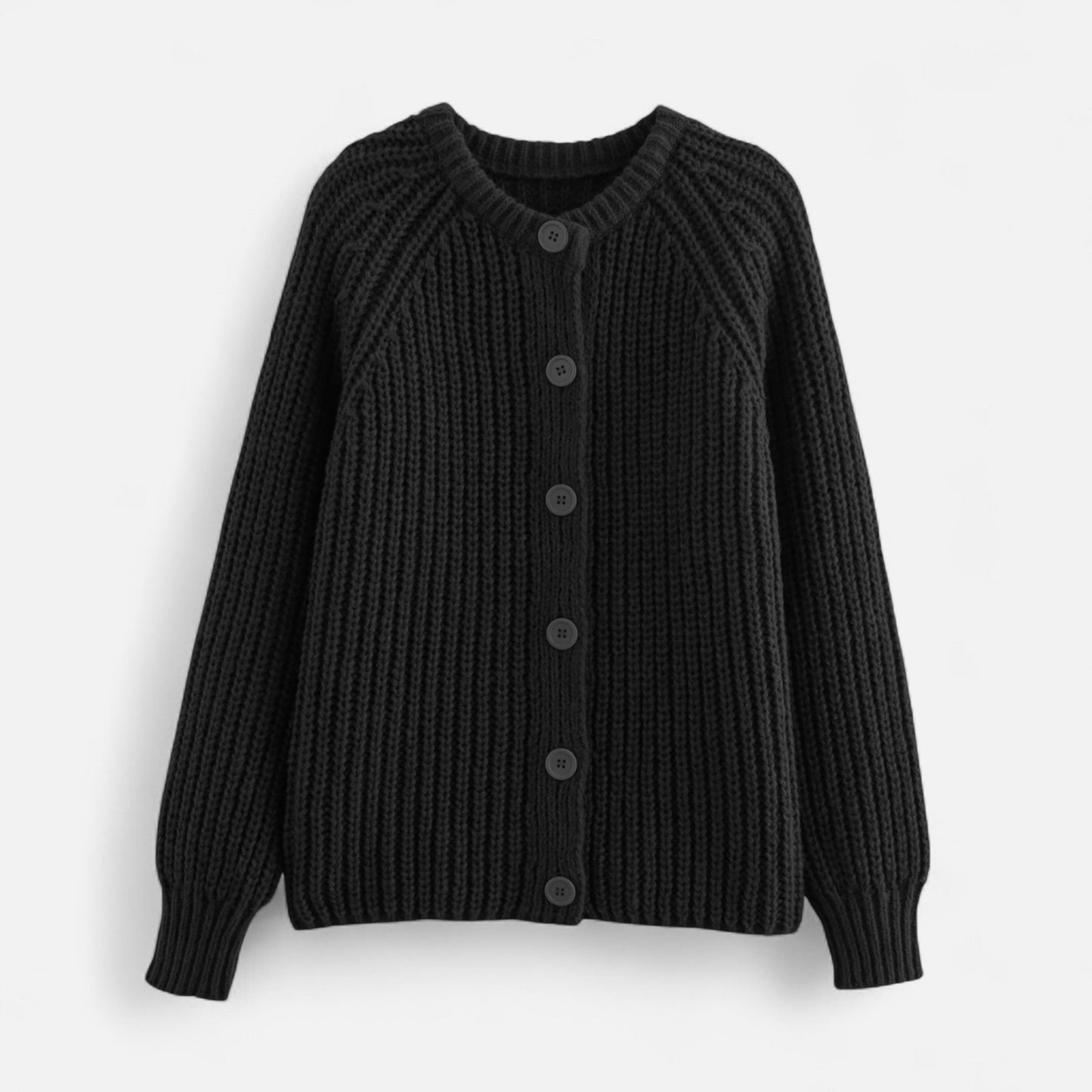 Cozy Womens Classic Crew Neck Knit Cardigan