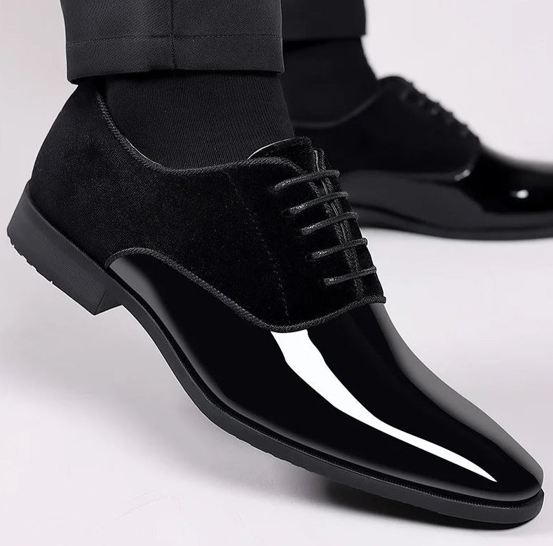 Luxury Black Leather Wedding Dress Shoes for Men