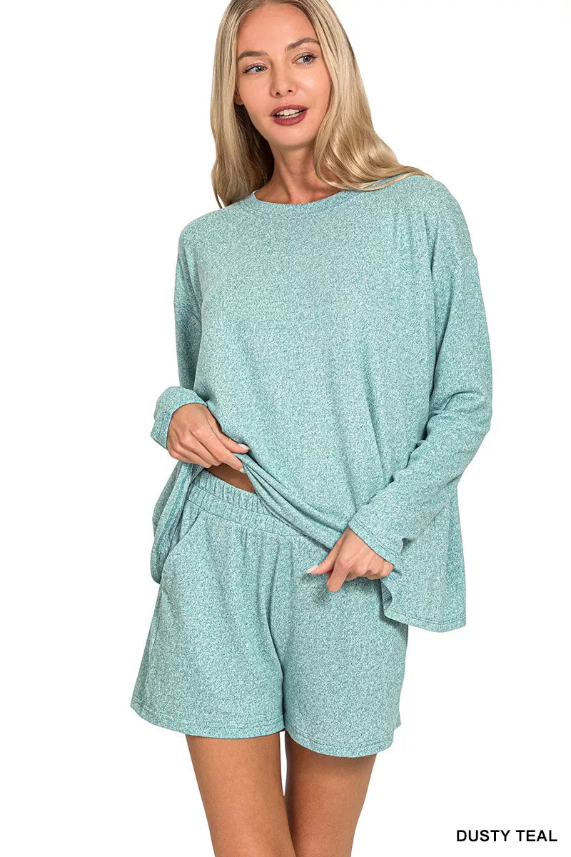 Cozy Pastel Lounge Top and Shorts Set - VogeLuxe