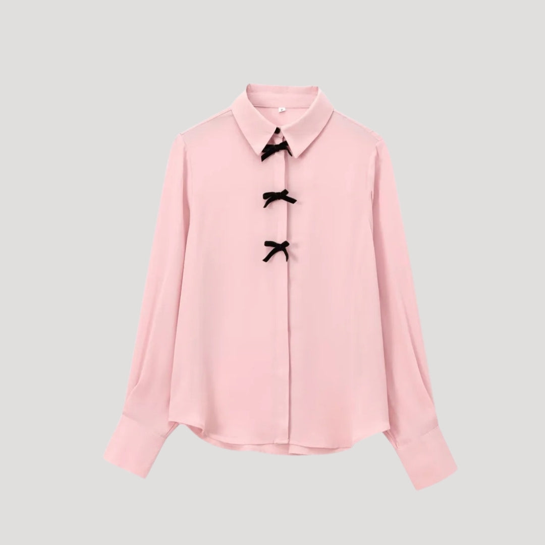 Ladies Floral Ruffle Blouse - Long Sleeve Silk Top