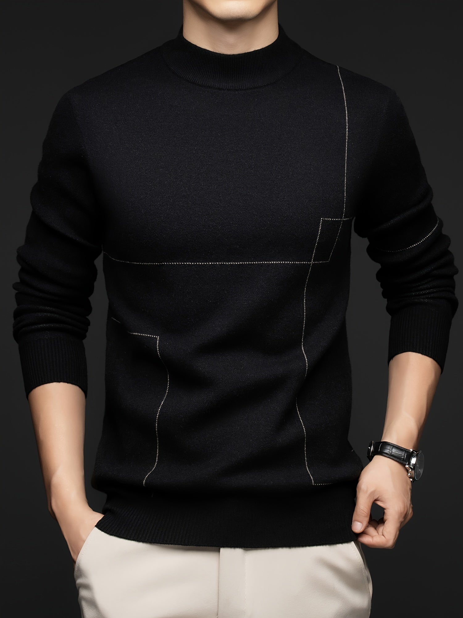 Cozy Men's Winter Striped Sweater - VogeLuxe