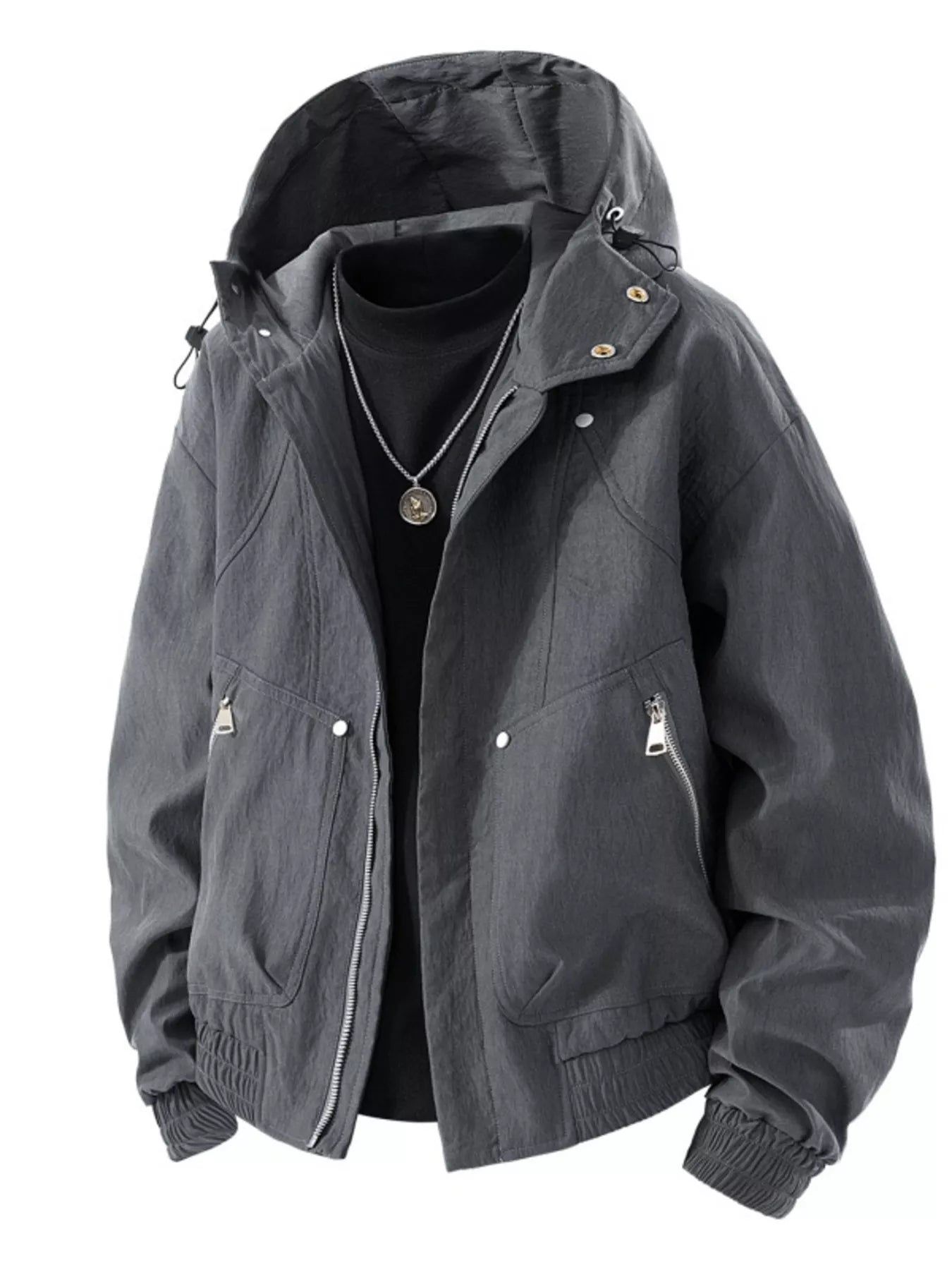 Men's Large Waterproof Hooded Wind Jacket - BritishElegance