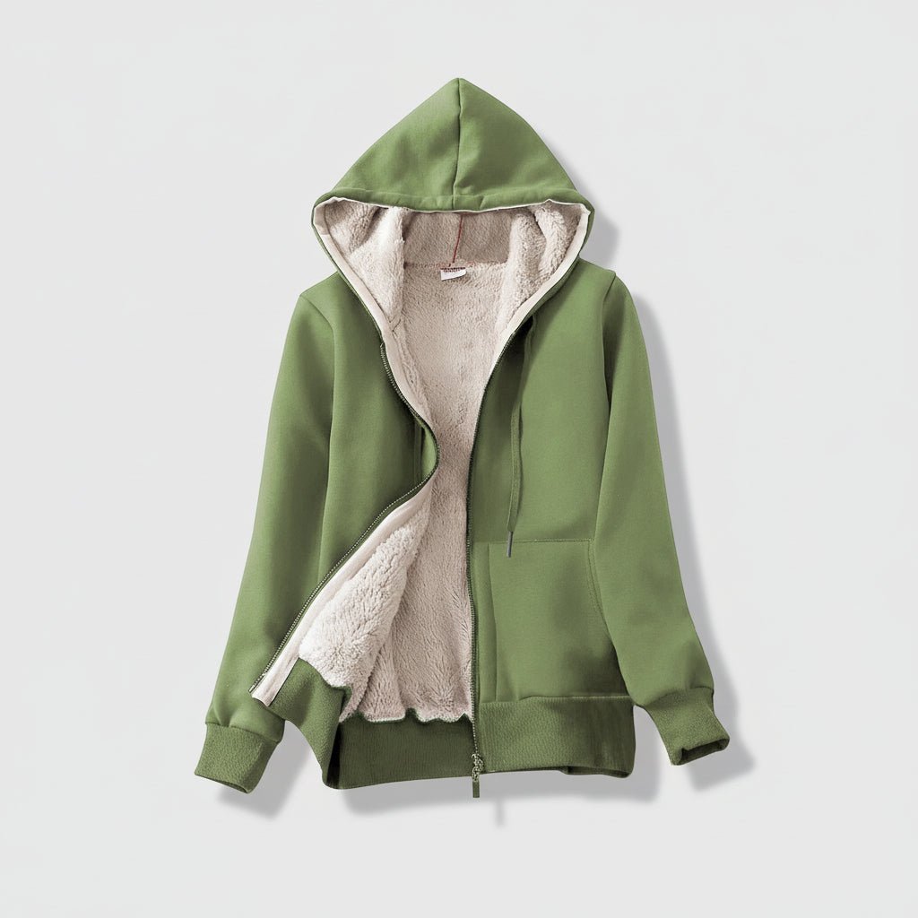 Warm Women's Fleece Lined Zip Up Winter Hoodie Coat