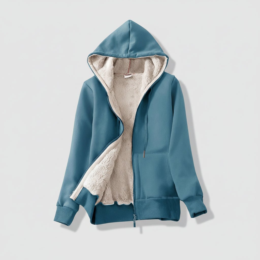 Warm Women's Fleece Lined Zip Up Winter Hoodie Coat