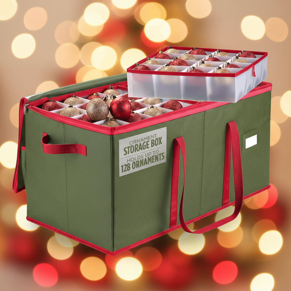 Christmas Tree Ornament Keeper Box with Compartments - VogeLuxe