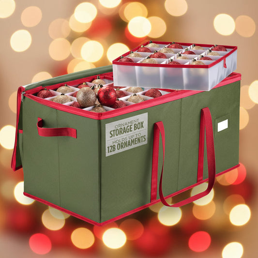 Christmas Tree Ornament Keeper Box with Compartments - VogeLuxe