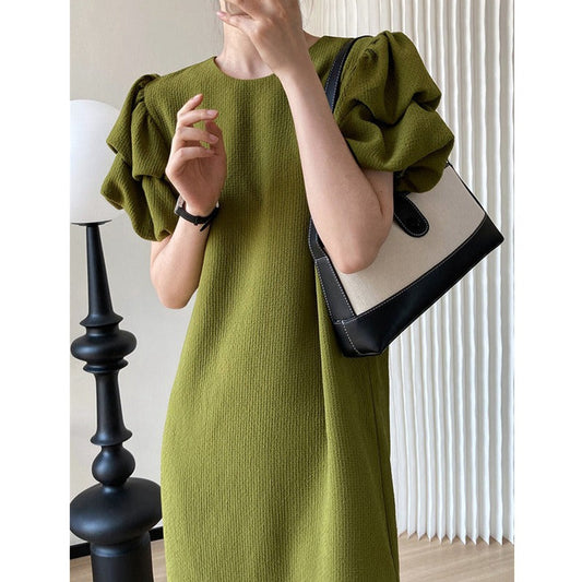 Chic Ladies Summer Sundress with Puffy Sleeves - BritishElegance