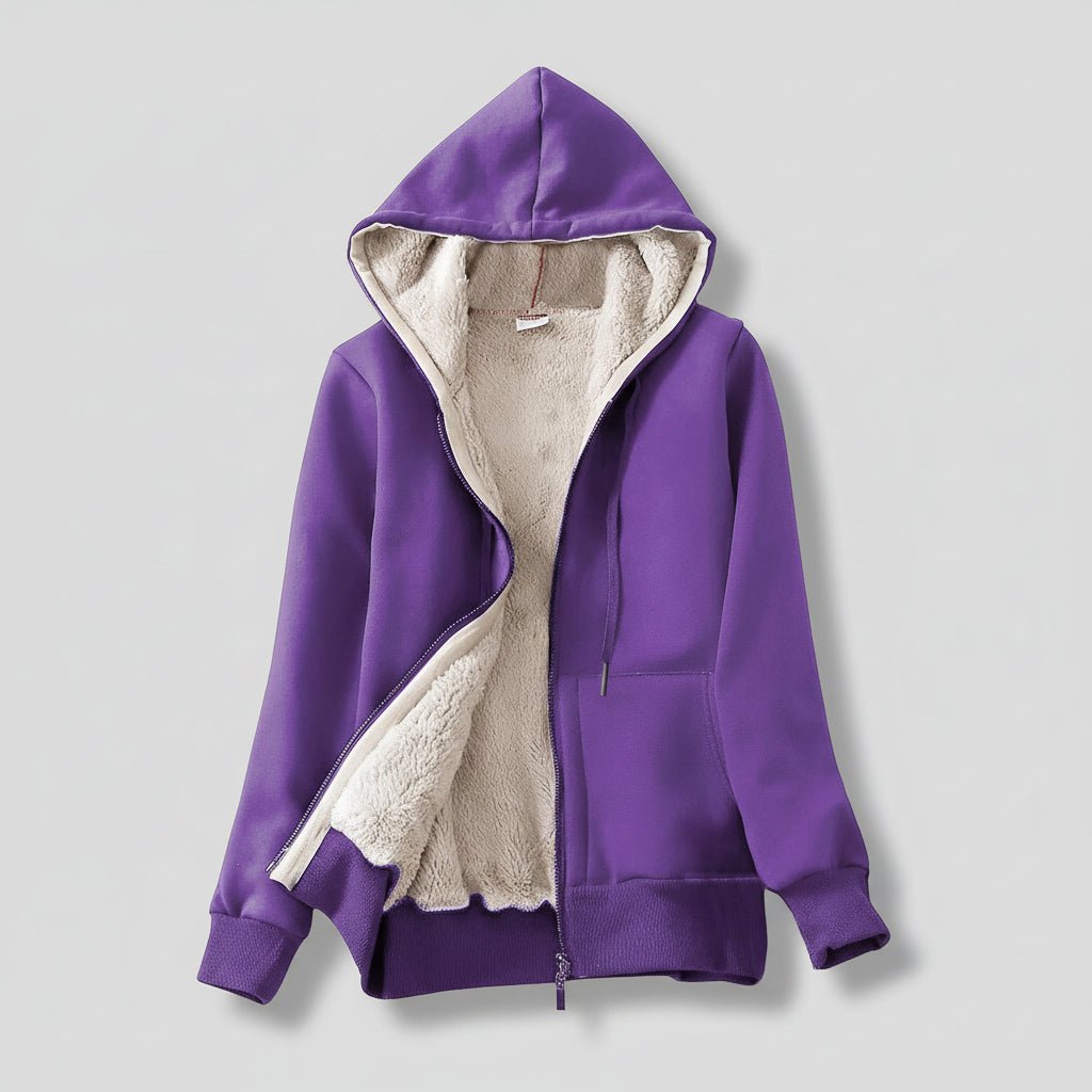 Warm Women's Fleece Lined Zip Up Winter Hoodie Coat