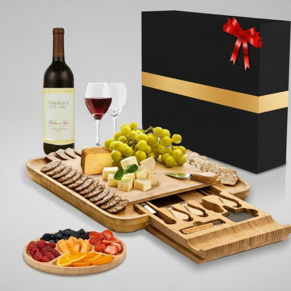 Deluxe Cheese Board Set with Storage and Utensils