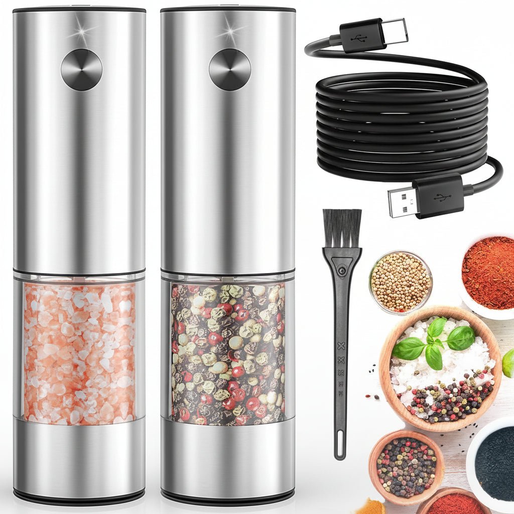 Compact Automatic Salt Pepper Mill Set