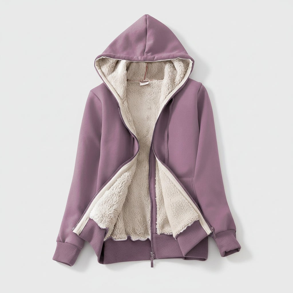 Warm Women's Fleece Lined Zip Up Winter Hoodie Coat