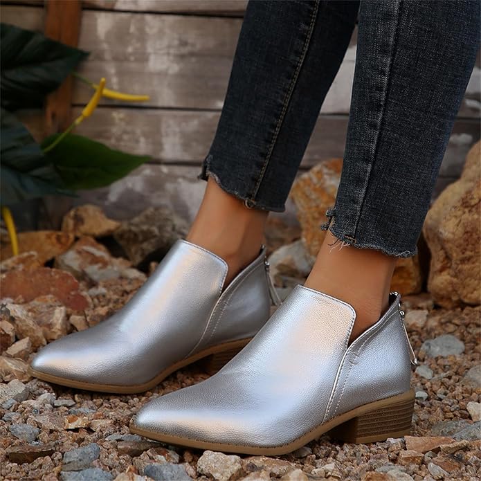 Ladies High Heel Ankle Boots Pointed Toe