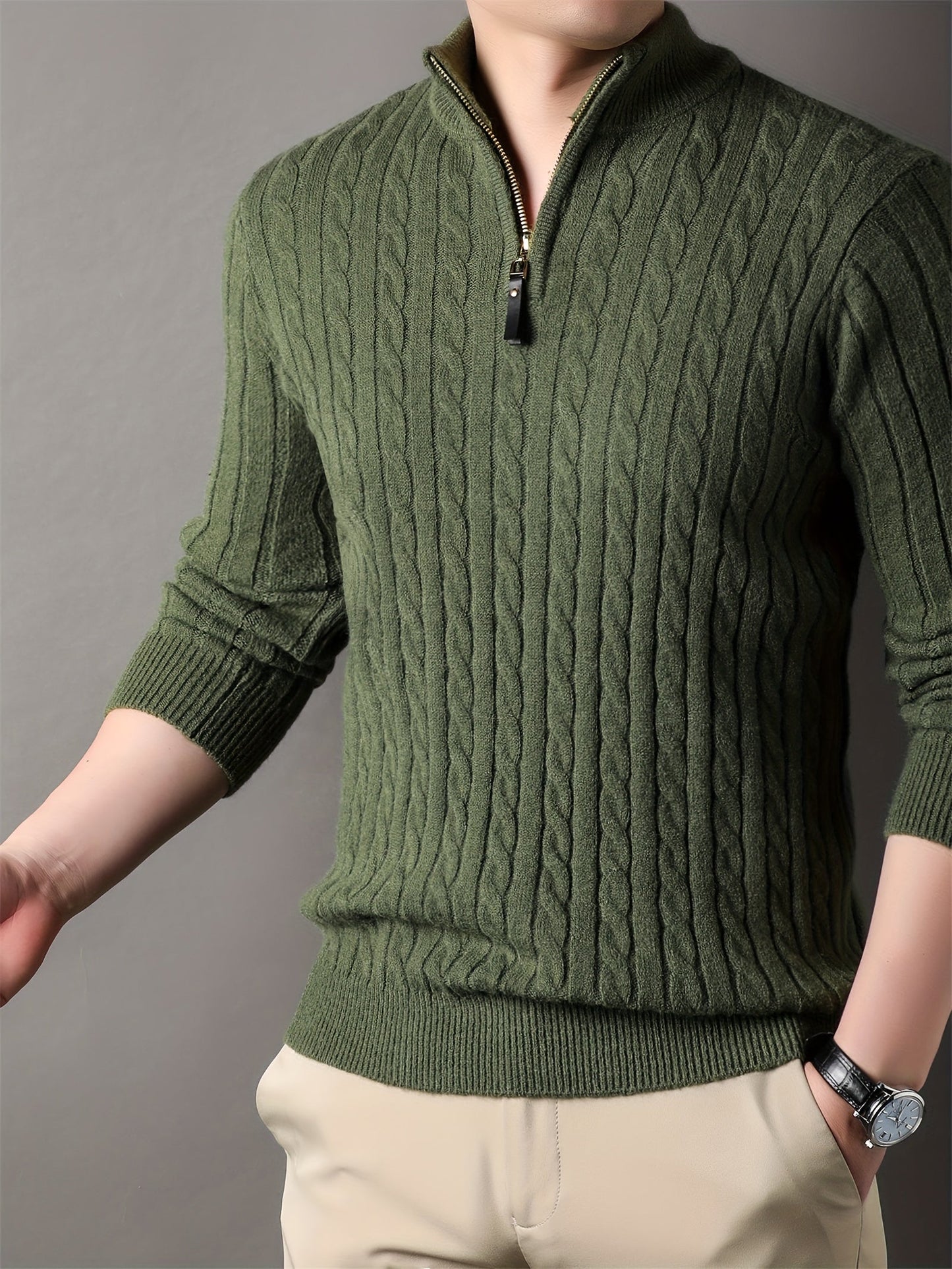 Warm Crew Neck Striped Winter Sweater for Men