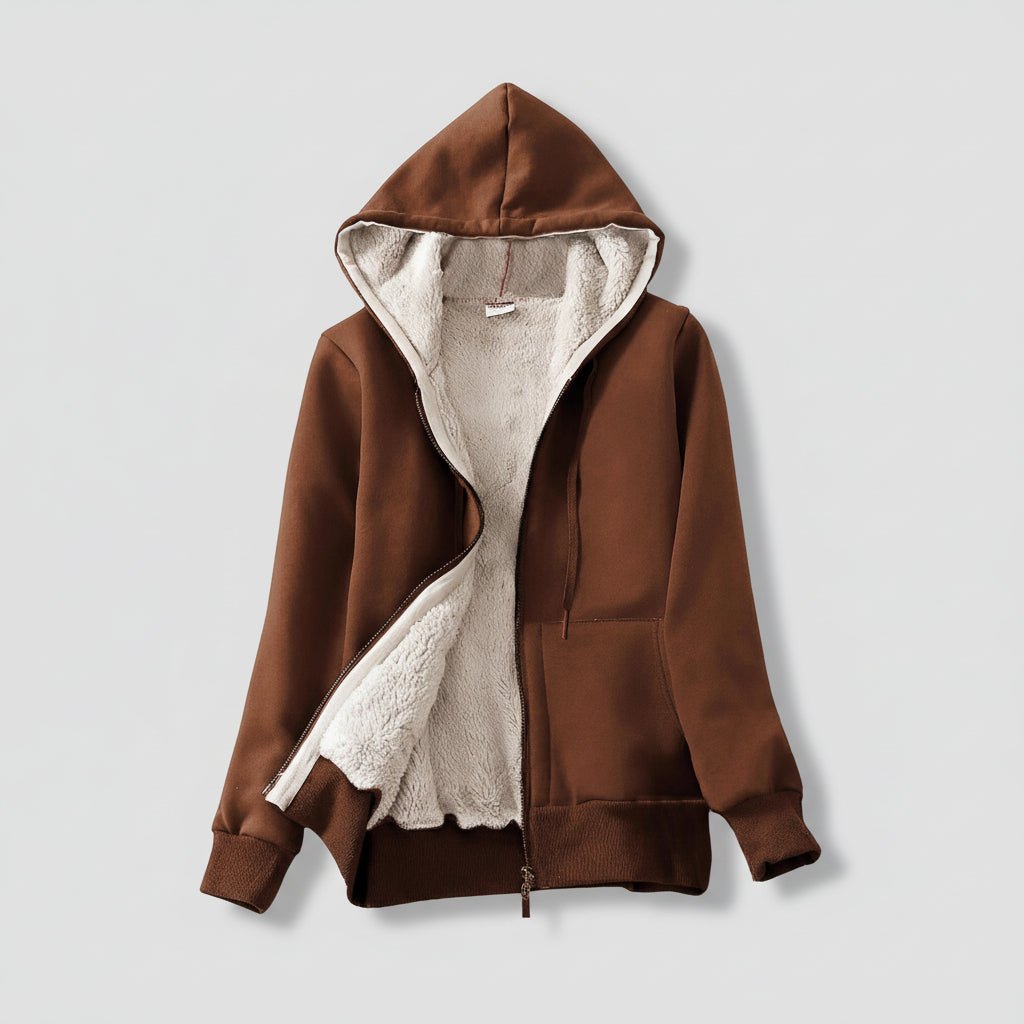 Warm Women's Fleece Lined Zip Up Winter Hoodie Coat