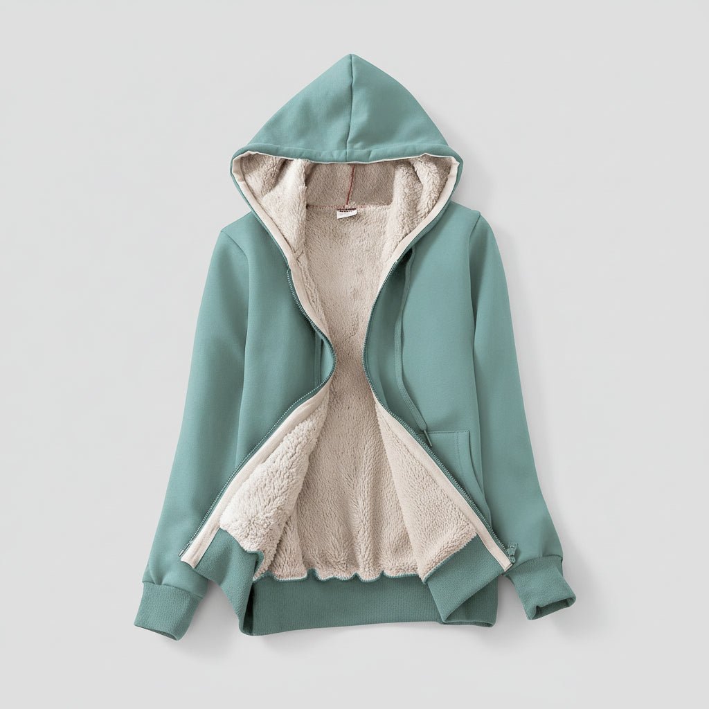 Warm Women's Fleece Lined Zip Up Winter Hoodie Coat