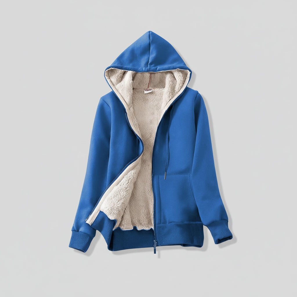 Warm Women's Fleece Lined Zip Up Winter Hoodie Coat