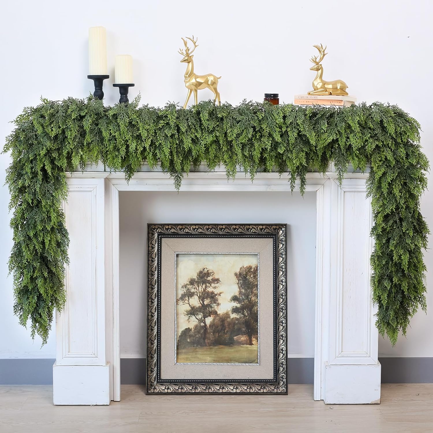 Artificial Fresh Cedar Christmas Garland Realistic Green Decor - VogeLuxe