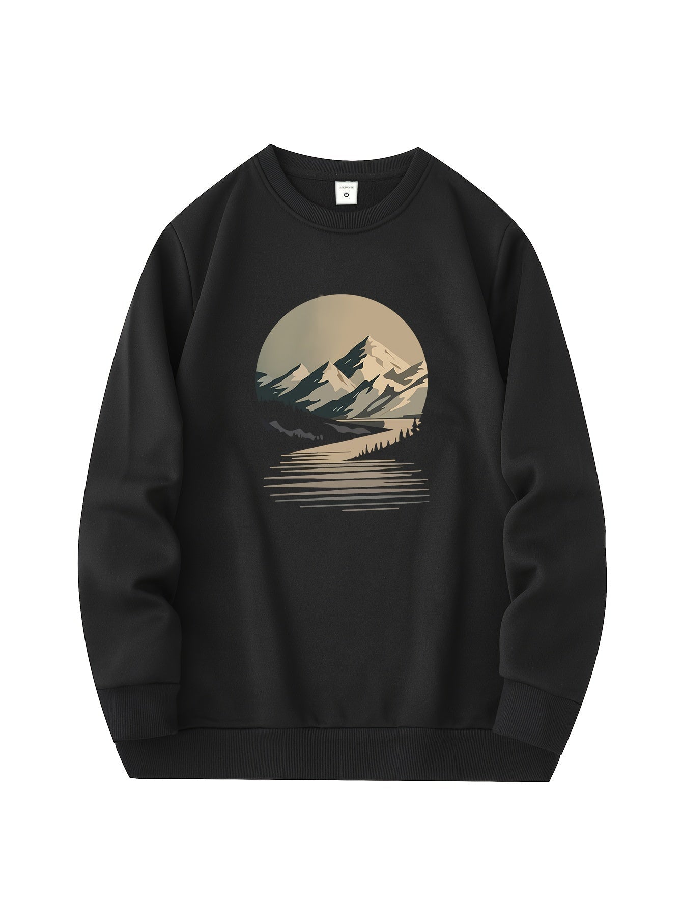 Relaxed Fit Mens Sweatshirt with Winter Mountain Design - BritishElegance