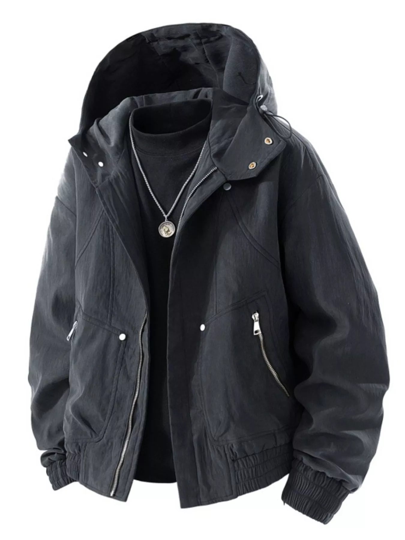 Men's Large Waterproof Hooded Wind Jacket