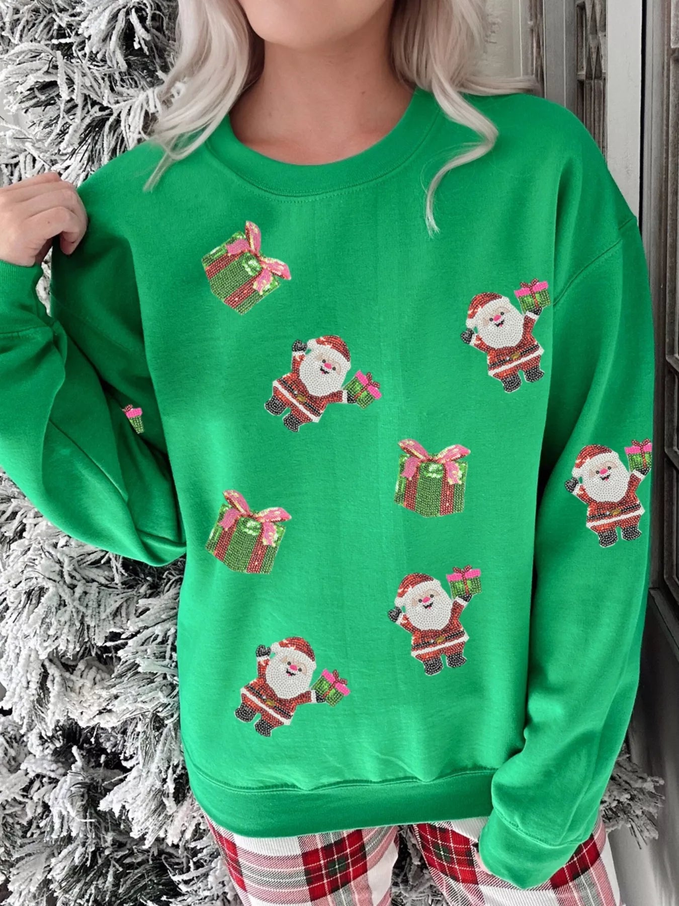 Fun Sparkly Xmas Graphic Sweatshirt - VogeLuxe
