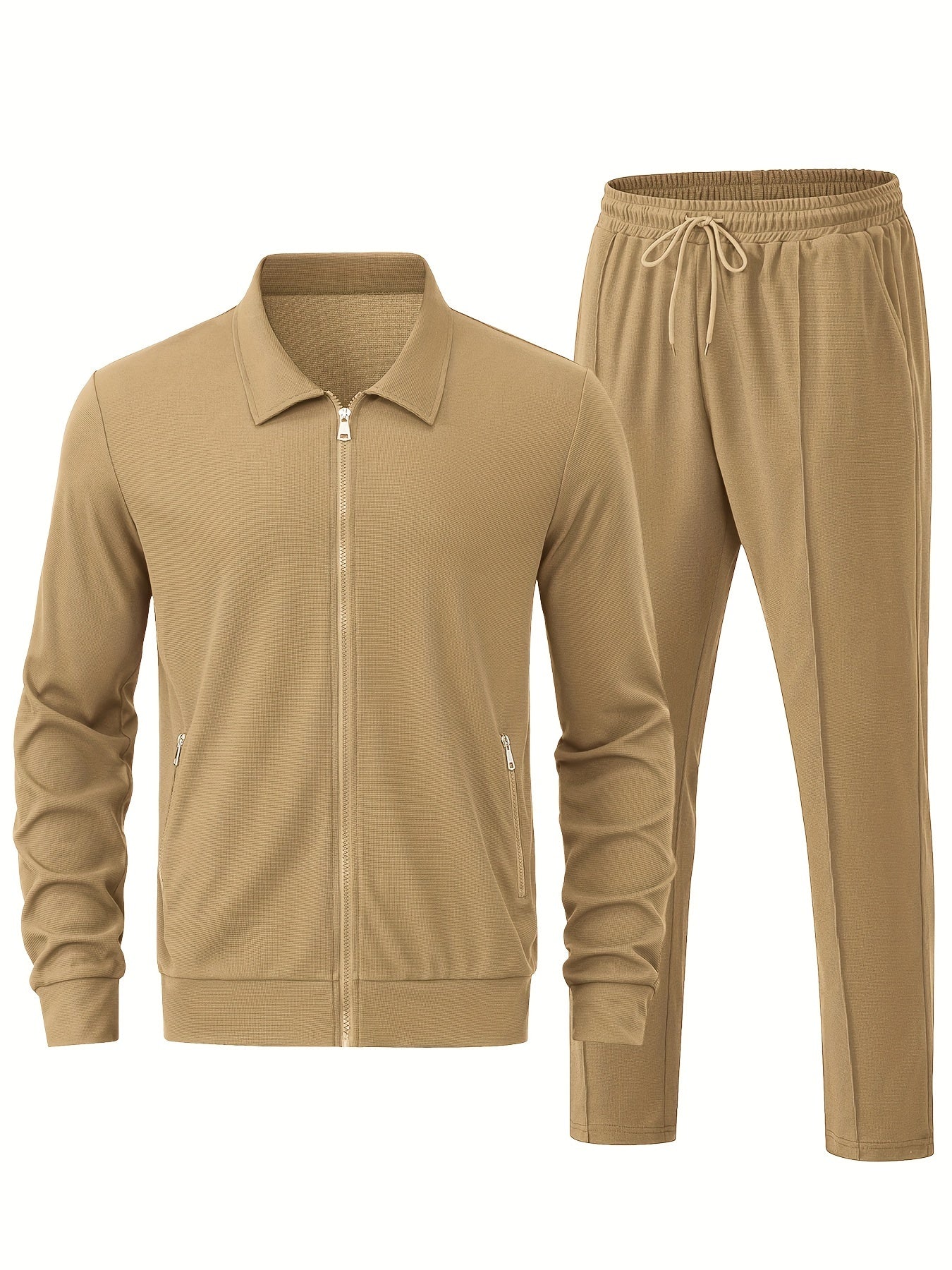Men's Sporty Zipper Tracksuit Set with Jacket and Pants