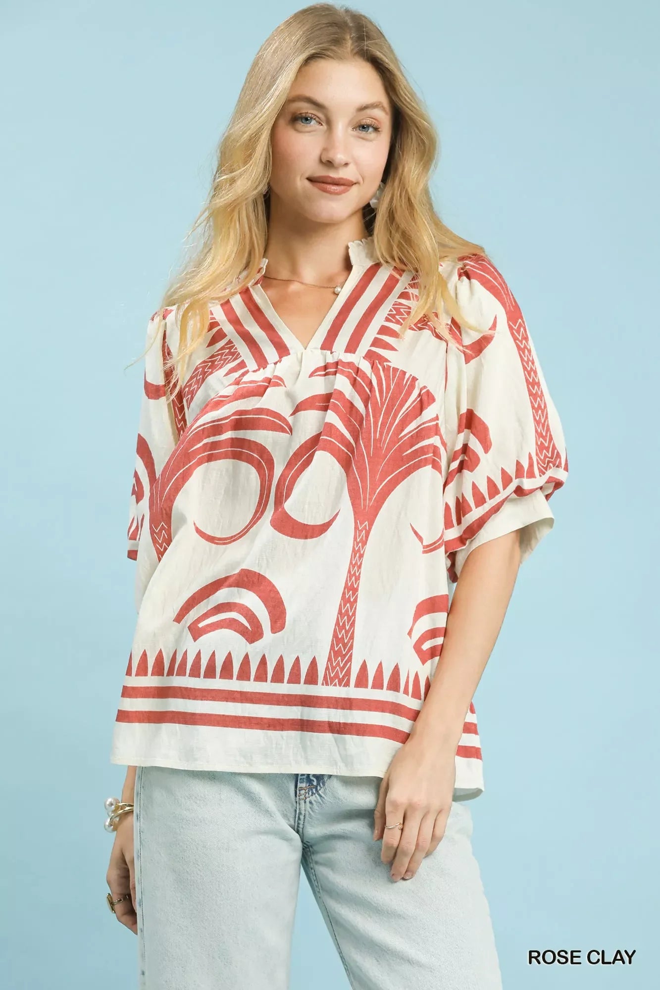 Tropical Leaf Short Sleeve Women's Blouse - VogeLuxe