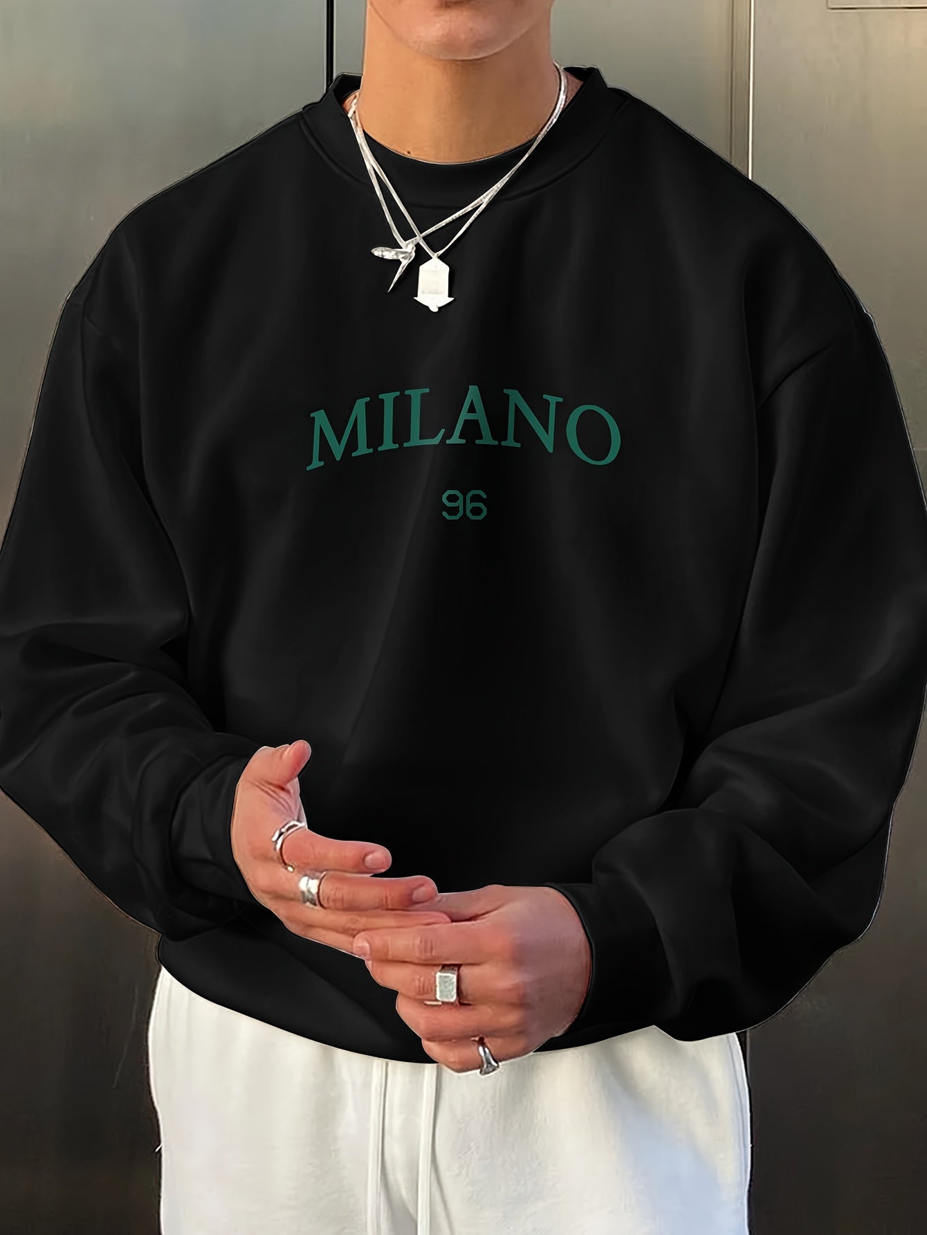 Relaxed Fit Mens Sweatshirt Milano Graphic Top