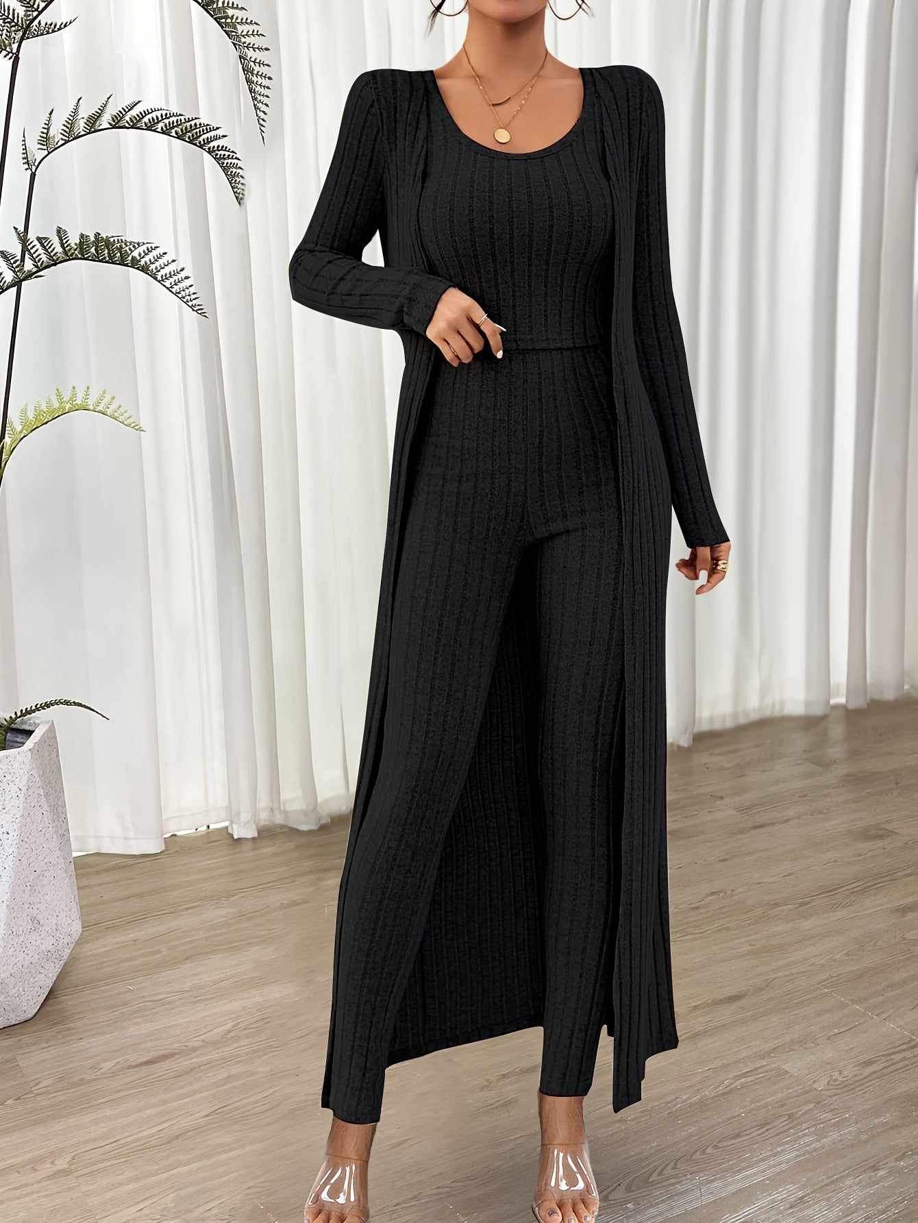 Comfortable Women's 2 Piece Crop Top and High Waist Pants Set