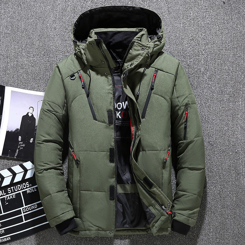 Warm Waterproof Hooded Parka Jacket Mens Down Filled Coat