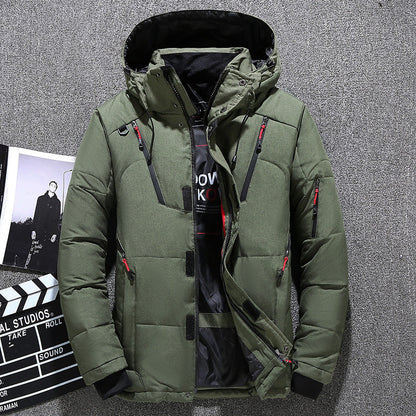 Warm Waterproof Hooded Parka Jacket Mens Down Filled Coat