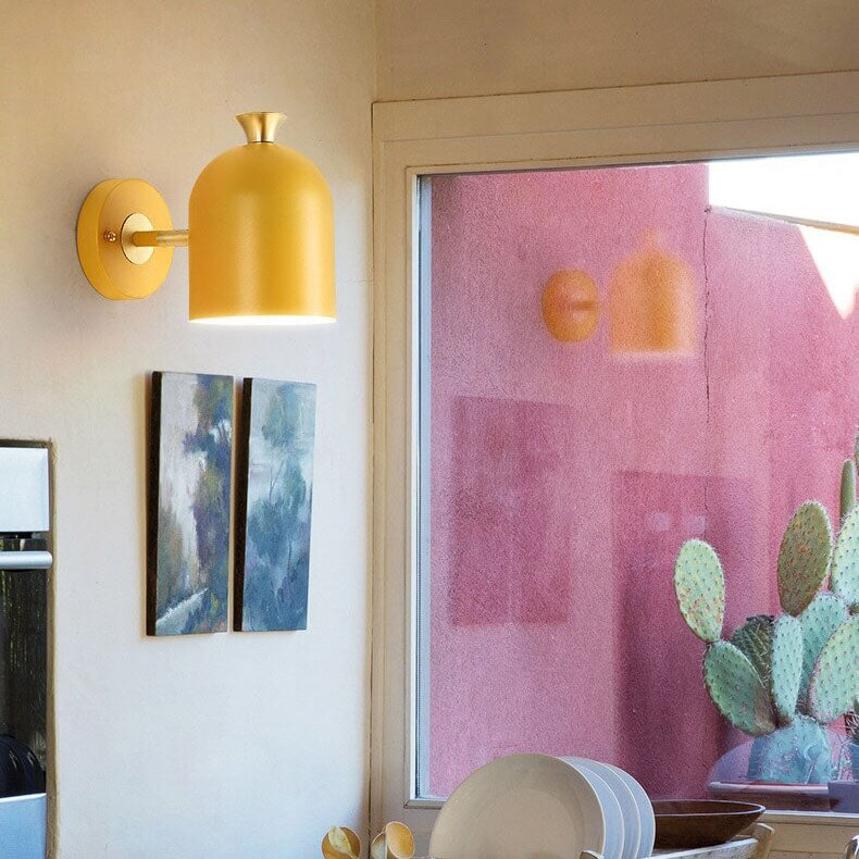 Sleek Metal Round Wall Lamp One Light Fixtures